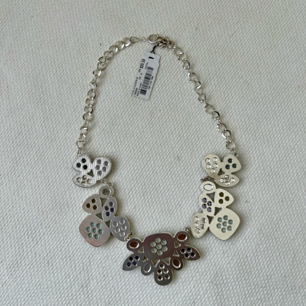 Faux Stone Neckace Cream Blue Green Silver Collar Lobster Clasp Style & Co NWT - Picture 8 of 10